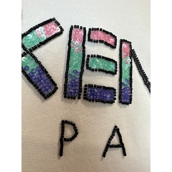 KENZO Paris White Beaded Sequin Unicorn Rare Colorful Hoodie Small Designer - Picture 3 of 10